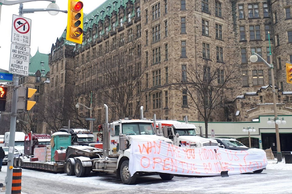 Trucks are lined up at many major roadways in Ottawa. (Photo submitted by Al Fortin)