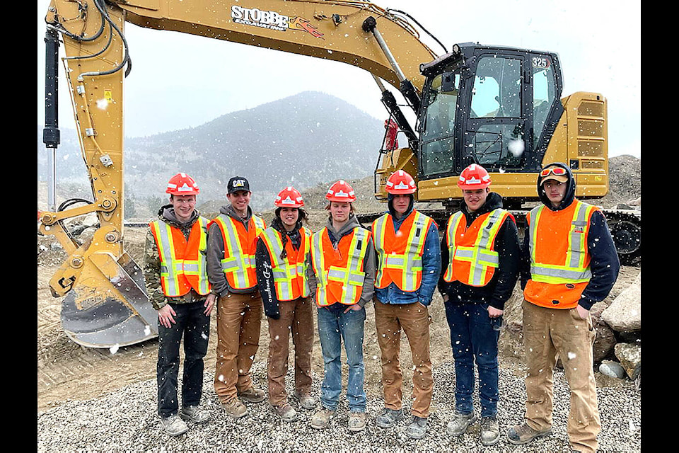Seven Barriere Secondary students represented their school and community in the Heavy Metal Rocks program held April 6-9, in Kamloops. Pictured are; (l-r) Spencer Schilling, Ryan Corie, Becky Bradley, Jake Bradley, Tanner Schilling, Justice Nystoruk, and Drake Parent. (Wanda Nystoruk photo)