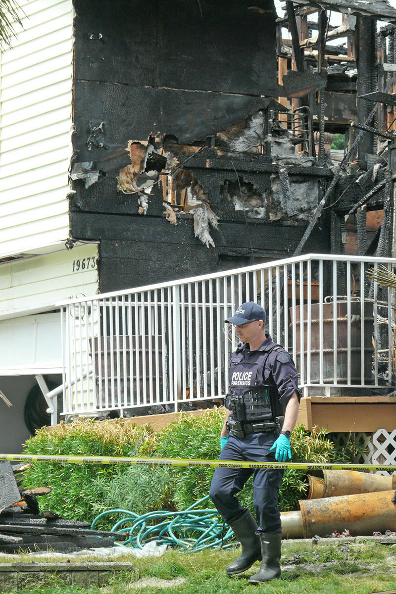 RCMP were dispatched to this Langley house after a non-emergency police call turned into a plea for help on June 13, 2020. Three people were discovered dead. On Tuesday, Sept. 20, the trial of Kia Ebrahimian got underway. He is charged with the deaths of his sibling, Befrin Ebrahimian, their mother, Tatiana Bazyar, and Bazyars common-law husband, Francesco Zangrilli. (Langley Advance Times file)