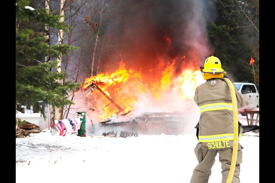 Member of the Clearwater Fire Department attend a fire Saturday, Dec. 3. (Zephram Tino photo - Clearwater Times)