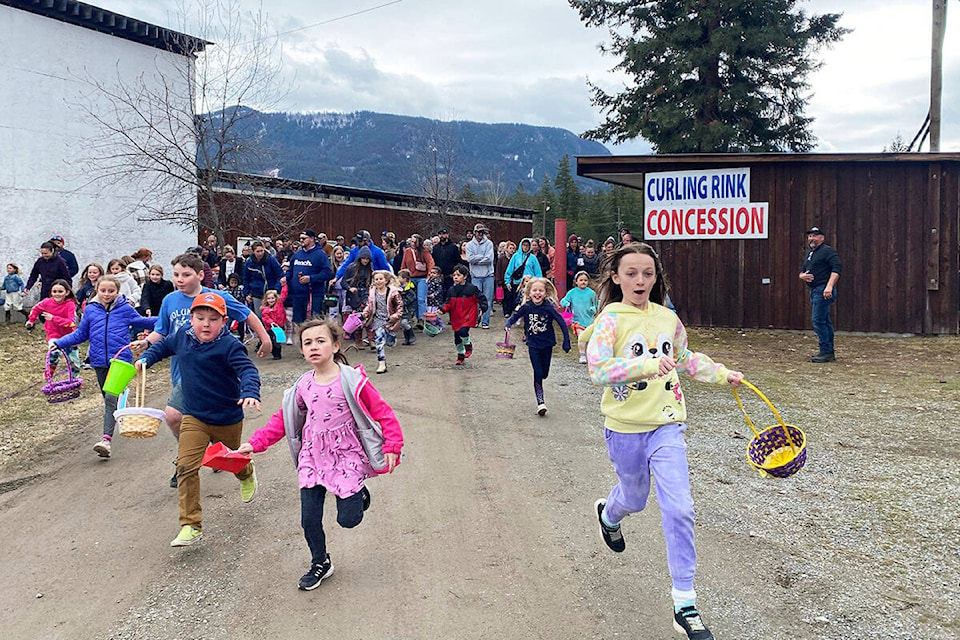 The Barriere Lions Club pancake breakfast and Easter hunt on April 9 brought out many delighted participants. There was one hunt for the older children, and a smaller section reserved for younger children. See more on Page 8. (Lisa Dredge photo)