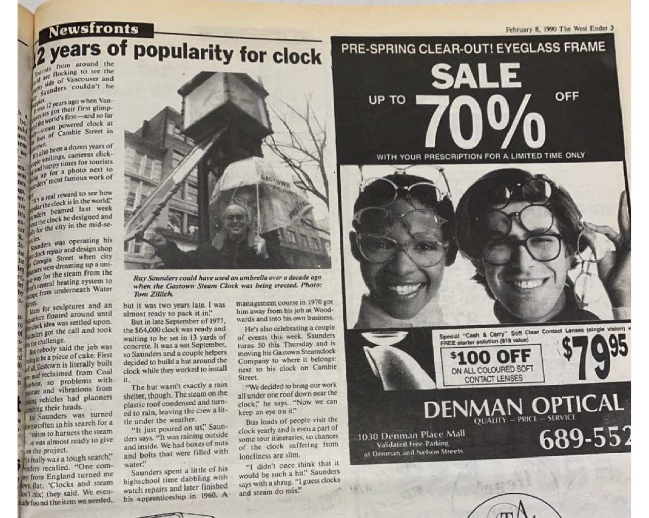 Tom Zillichs February 1990 story about Ray Saunders in the WestEnder newspaper.