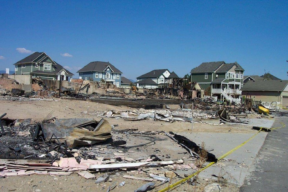 Five homes were lost in Kettle Valley residential area from the 2003 Okanagan Mountain Park Fire. (File)