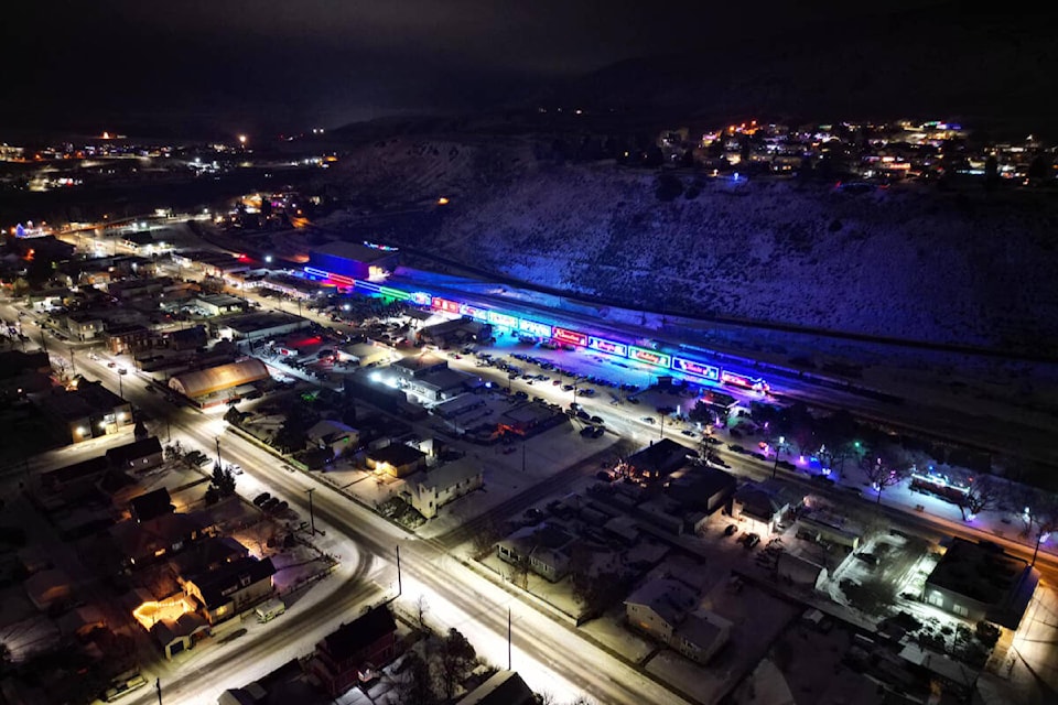 The CPKC Holiday Train in Ashcroft in December 2022. The train will be returning to the town on Dec. 16, 2023. (Photo credit: Josh White)