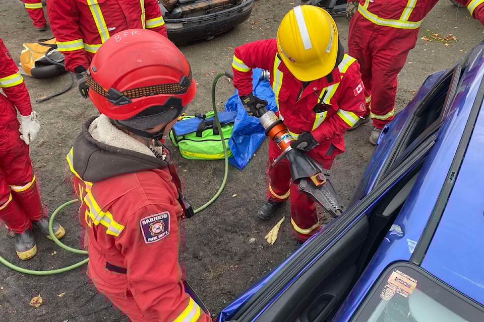 Barriere Fire Rescue engaged in a two day training course in auto extraction on Oct. 19 and 20 in Barriere. 