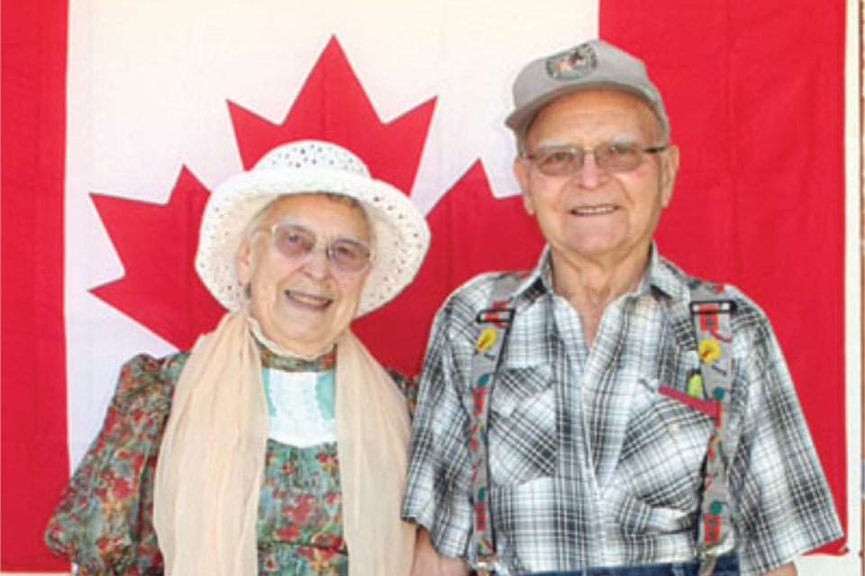 Barriere’s Geordie and Manna Salle pictured at an event in 2008 reminiscing about the first North Thompson Fall Fair, Aug 22, 2013.
