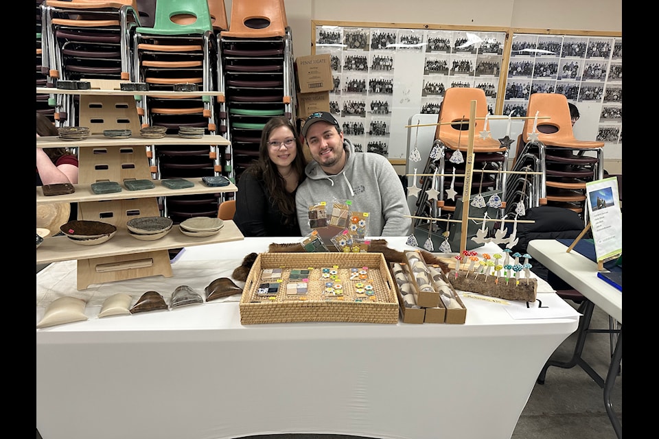 Megan Blair and Anthony Tucker display their hand-fired Nunorth Ceramics. 