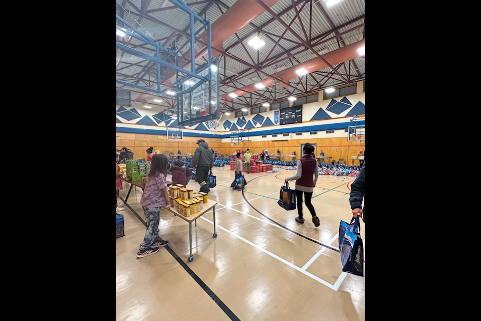 Food shopping at the Ulaajuk Elementary School turkey hamper initiative.
