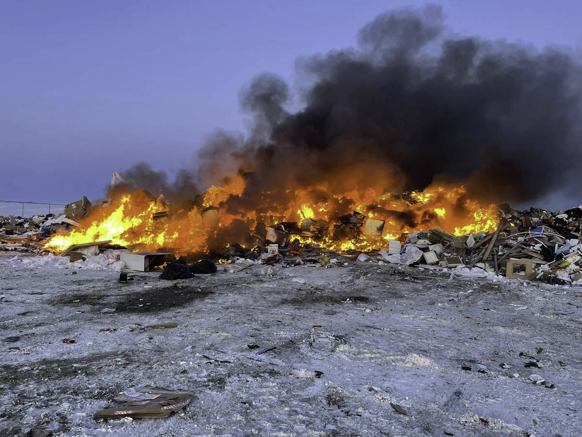 The Rankin Inlet Fire Department responded to a fire at the dump just after 9 p.m. Tuesday, April 26. Photo courtesy of Mark Wyatt