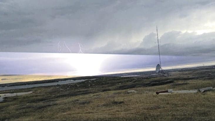 Photo courtesy of Kayleen Emiktowt<br /> Coral Harbour<br /> A photo taken at the perfect time during a thunderstorm just outside of Coral Harbour in June 2014.