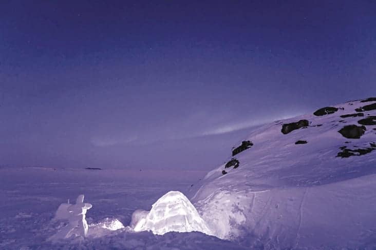 Photo courtesy of Bill Williams<br /> Kugluktuk<br /> Iglu built by Kugluktuk High School students, April 20, 2018.