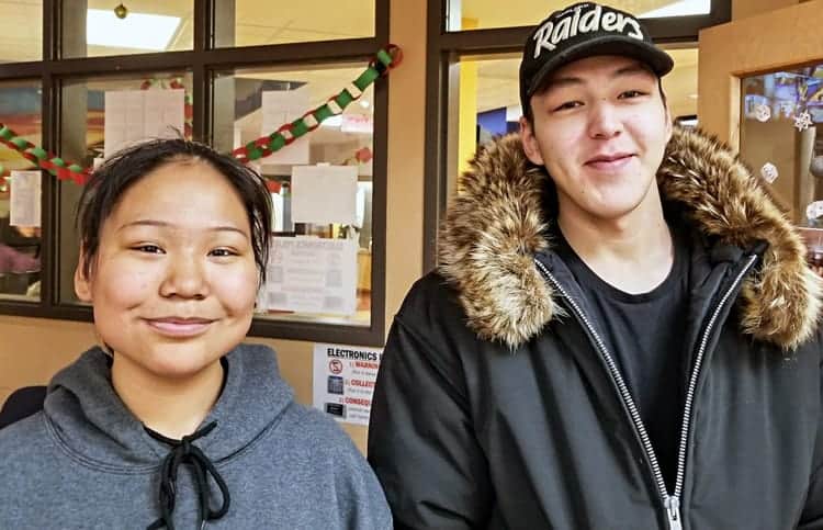 Leo Tatty and Lydia Kaviok of Arviat on Nov. 28, 2018. (They were youth parliament as reps for Arvia) NNSL file photo