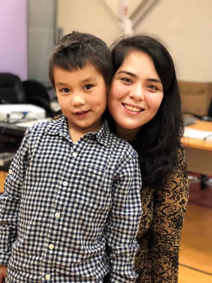 Miranda Qanatsiaq, a third-year college student from Hall Beach, brought her son Izaac as her dinner guest.