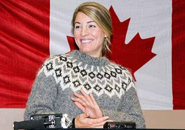 Federal Tourism Minister Mélanie Joly joins the applause over her announcement of almost $800,000 in CanNor funding going to projects in Chesterfield Inlet, Rankin Inlet and Whale Cove during a press conference in Rankin on Nov. 15, 2018. Darrell Greer/NNSL photo