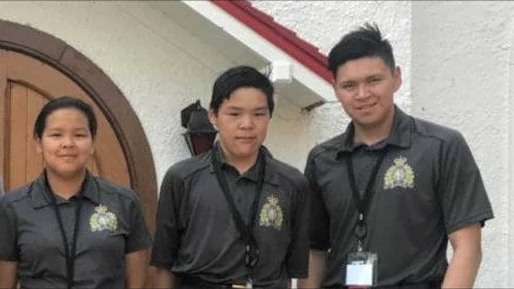 From left, Jillian Kyak of Pond Inlet, Howie Ulayuk of Iglulik and Ben Ishulutak of Pangnirtung were three of four Nunavut youth who trained at the RCMP Depot in Regina in August. Also participating in the training was Andrew Pearce of Iqaluit.   photo courtesy of  Howie Ulayuk