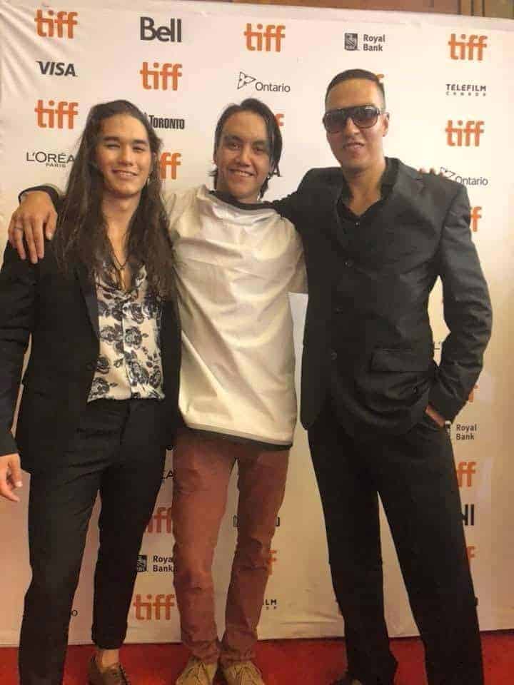 Paul "Ike" Nutarariaq, centre, poses alongside The Grizzlies co-stars Booboo Stewart, left, and Fred Bailey, right, at the Toronto International Film Festival, where the film premiered on Sept. 8. photo courtesy of Paul "Ike" Nutarariaq 