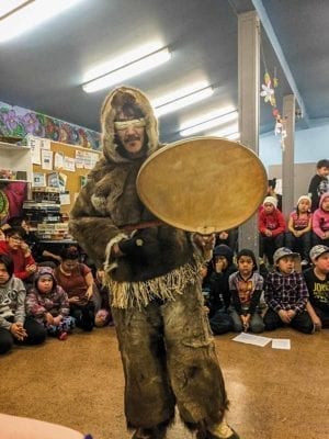 2904Oonie Kakahmee.jpg Oonie Kakahmee Arviat I’m ready to drum dance wearing my traditional clothes and Inuit elders Mary Anowtalik and Cecil Kinniksie will sing traditional songs in Arviat, Nunavut, March 20, 2019.