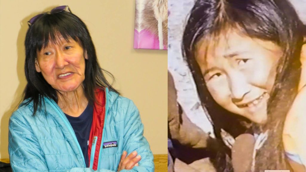                                             Pond Inlet resident Mary Kautainuk in 2022, left and her again as filmed by author Sheila Burnford in 1970-71. Photo courtesy of ShebaFilms                            