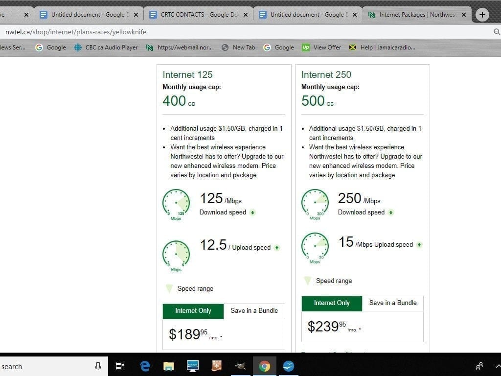 Northwestel Internet packages in Northwest Territories.