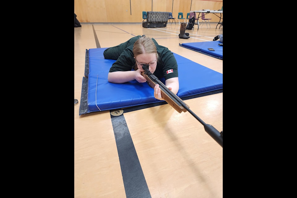 Chesterfield Inlet Junior Canadian Rangers shooting team captain Kayalaaq Leishman-Brocklebank takes aim at her target while attempting to earn the right to represent Nunavut at the national marksmanship competition.