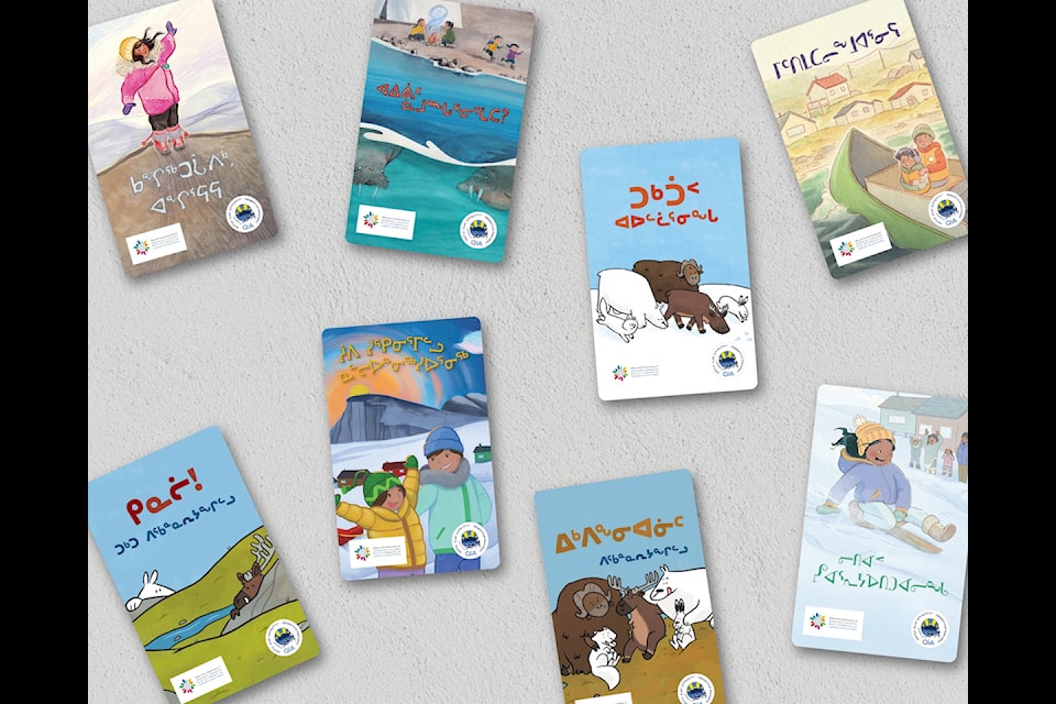 Inuktitut Yoto cards featuring the Community Connection storybooks and the Tuktu and Friends books. Photo courtesy of Arvaaq Press