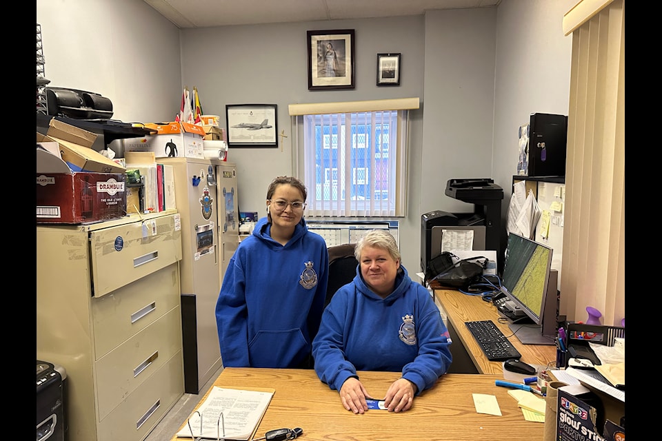 Civilian instructor Leslie Leafloor and her daughter Adrianne Nowdluk, also a civilian instructor and former warrant officer for the Iqaluit 795 Squadron cadets, are seen in the Cadet Hall in Iqaluit.