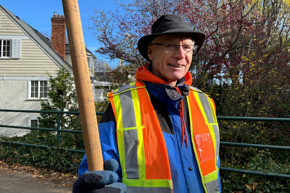 Gerald Harris, the director of the Friends of Bowker Creek Society, led searches this year for chum salmon in the urban waterway.
