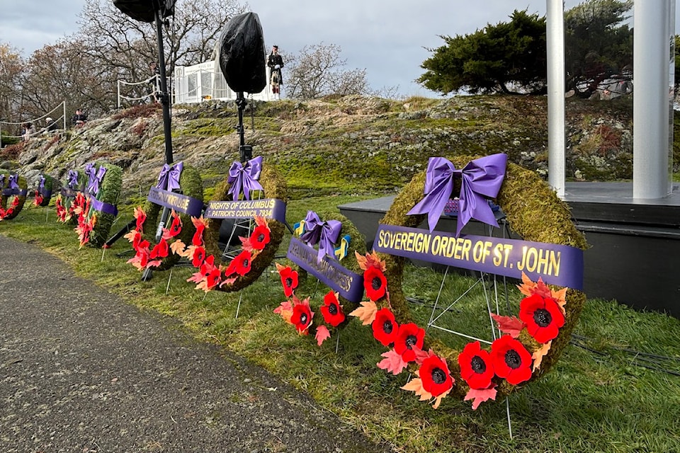 Hundreds gathered at the Oak Bay cenotaph on Nov. 11 to honour those who have served in the Canadian Armed Forces.