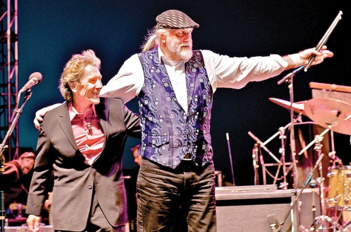 Fleetwood Mac drummer and co-founder Mick Fleetwood, with the ba