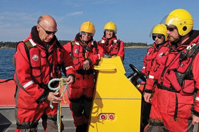 Longtime Oak Bay Sea Rescue coxswain and volunteer Alex Muir trains his crew.