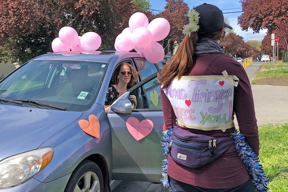 George Jay elementary teachers went all out to let their students know they missed them with 70 members of staff and family parading by bike, car and rollerblade through the George Jay catchment. (Travis Paterson/News Staff)