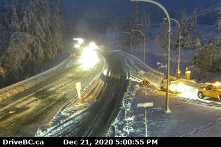 Highway 1 at South Shawnigan Lake Road, looking south on Dec. 21 around 5p.m. (DriveBC)