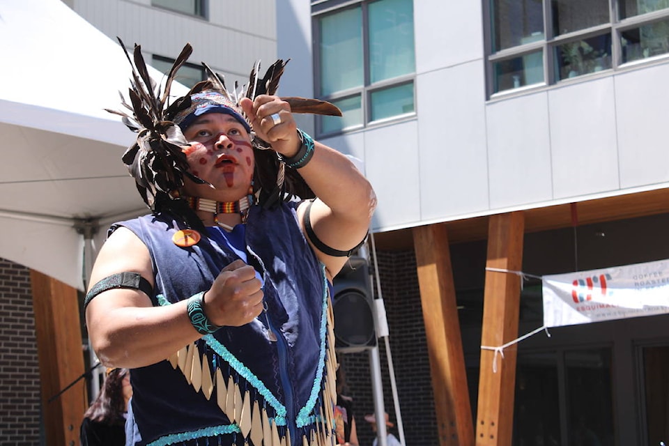 Performers at the grand opening of Esquimalt’s new Town Square on July 3. (Jake Romphf/News Staff)