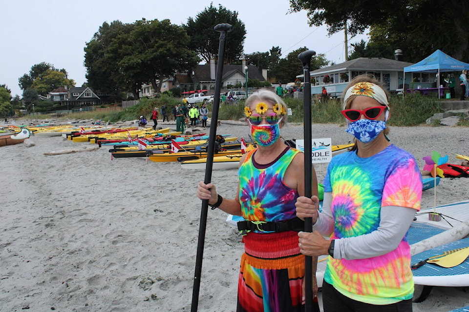 Kayakers, paddleboarders and canoers travelled from Willows Beach to Cattle Point and back on Sept. 11 to raise money for the Island Kids Cancer Association. (Jake Romphf/ News Staff)