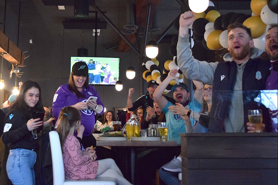 Pacific Football Club fans react to a goal in their team’s win against Forge Football Club in the Canadian Premier League Championship on Sunday, Dec. 5. (Kiernan Green/News Staff)