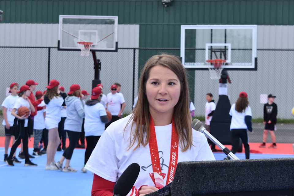 Brittany Hudak, a three-time Paralympic Nordic skier who won bronze at the 2022 Winter Paralympics, said the new Jumpstart Multi-Sport Court at Panorama Recreation Centre will create more opportunities for differently-abled athletes. (Wolf Depner/News Staff)