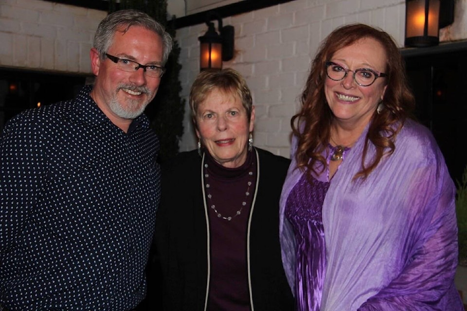 Incumbent councillors Andrew Appleton, Cairine Green and Hazel Braithwaite celebrate a return to the Oak Bay council table after the Oct. 15 municipal election. (Christine van Reeuwk/News Staff)