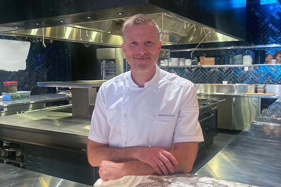 Executive chef Kristian Eligh in front of his new kitchen at Marilena Cafe and Raw Bar. (Ella Matte/News Staff)