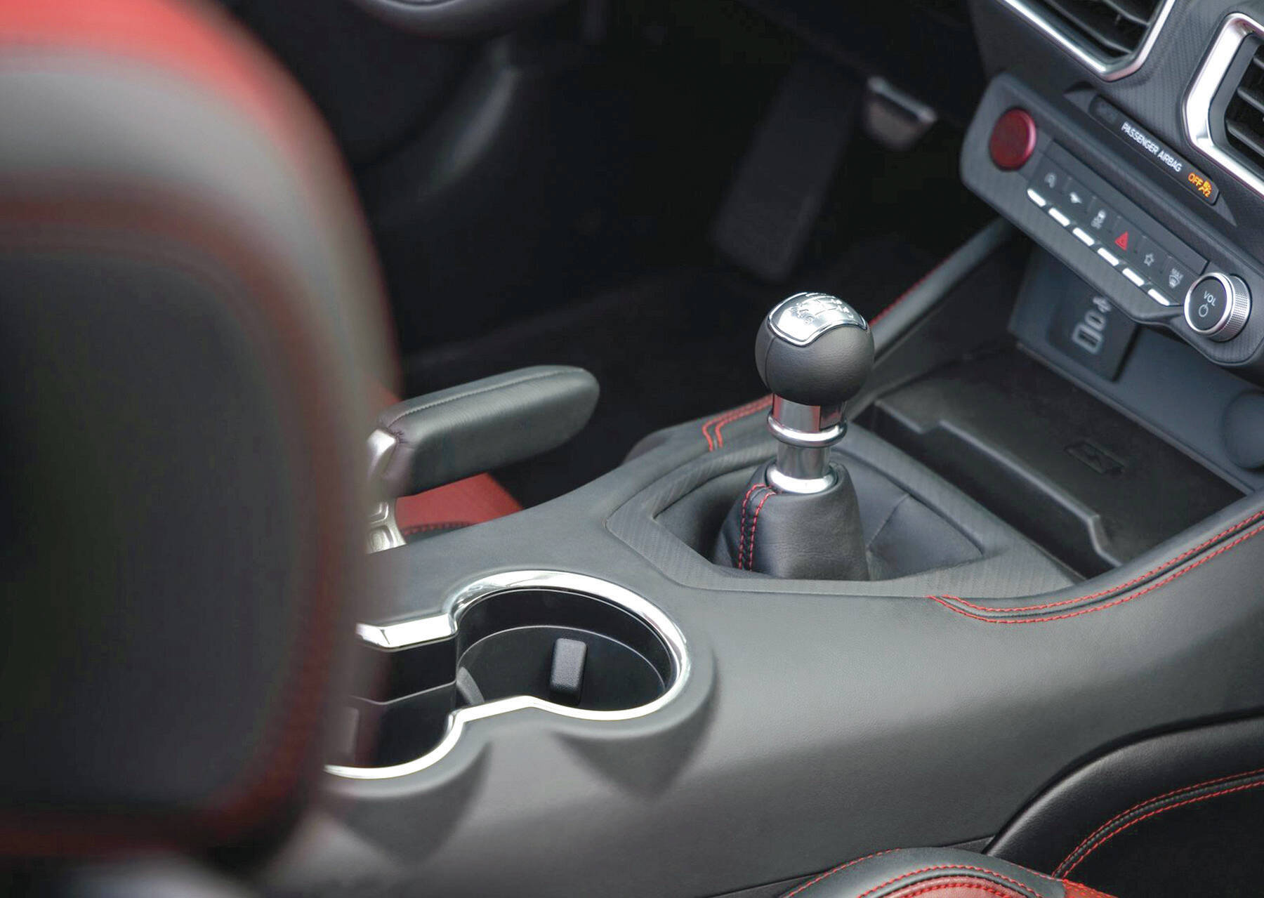 A 10-speed automatic transmission is standard with the four-cylinder, while the 5.0 gets a six-speed manual with a rev-matching-downshift feature. Optional for the V-8 is a 10-speed automatic. The Dark Horse gets a Tremec-brand six-speed. PHOTO: FORD