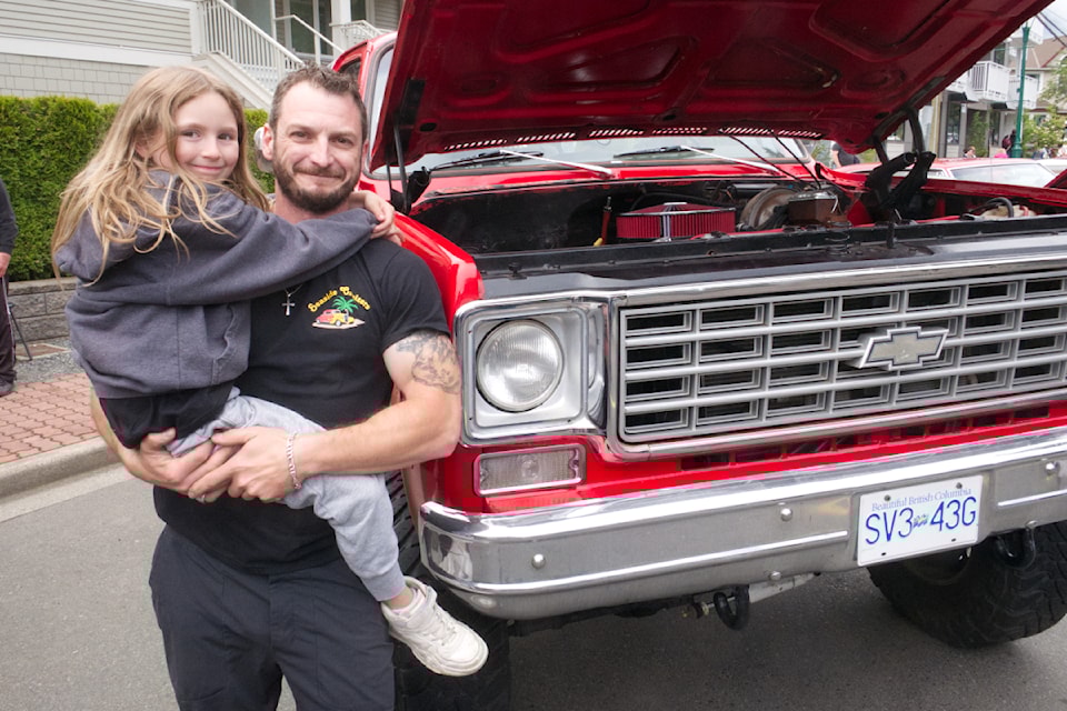 Braydon Luckman from Parksville with daughter Kylie Luckman and a 1976 Chevy Blazer.