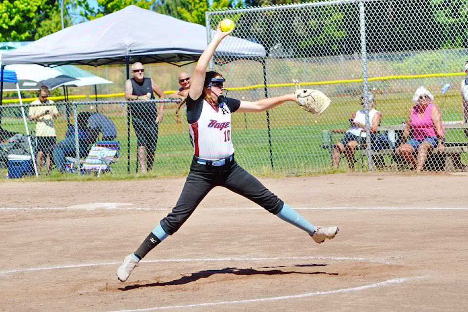 CVI Rage pitcher Grace Kitchen winds up before releasing a pitch against the  Delta Inferno.