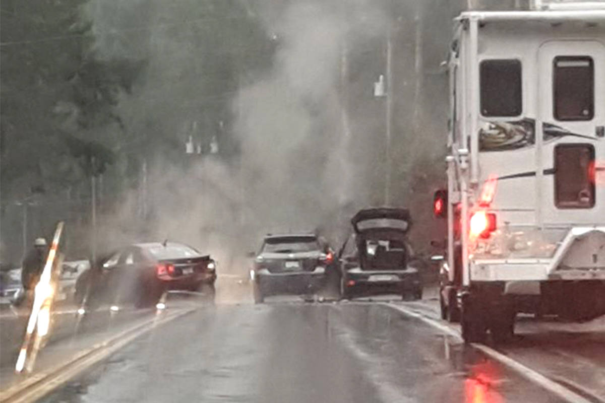 Multivehicle crash on Island Highway West north of Qualicum Beach