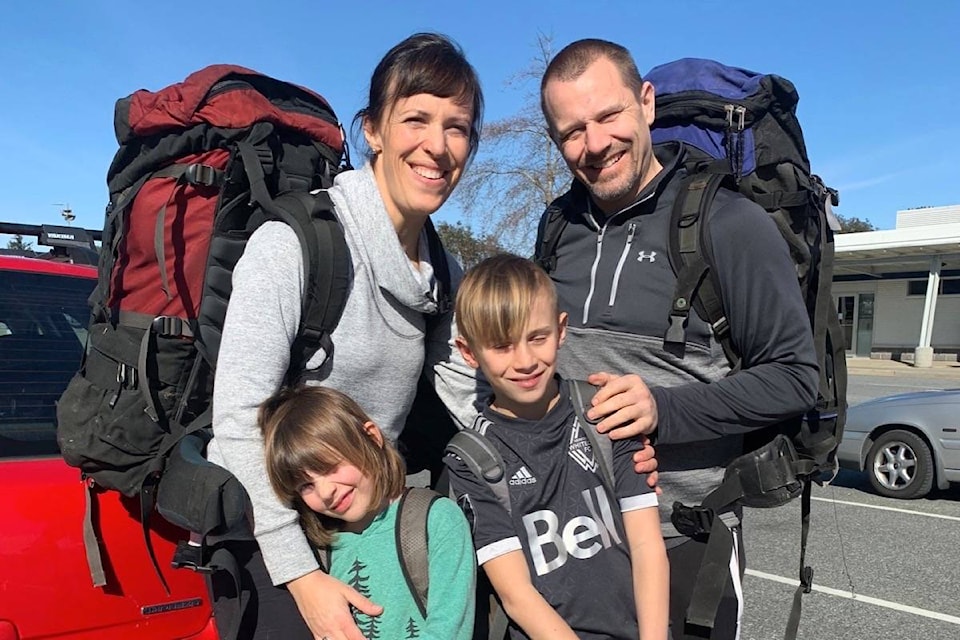 Briana and Darin Barker, with their two children Maelle and Grady, went through a challenging time trying to return home from their vacation from the Philippines. (Submitted photo)