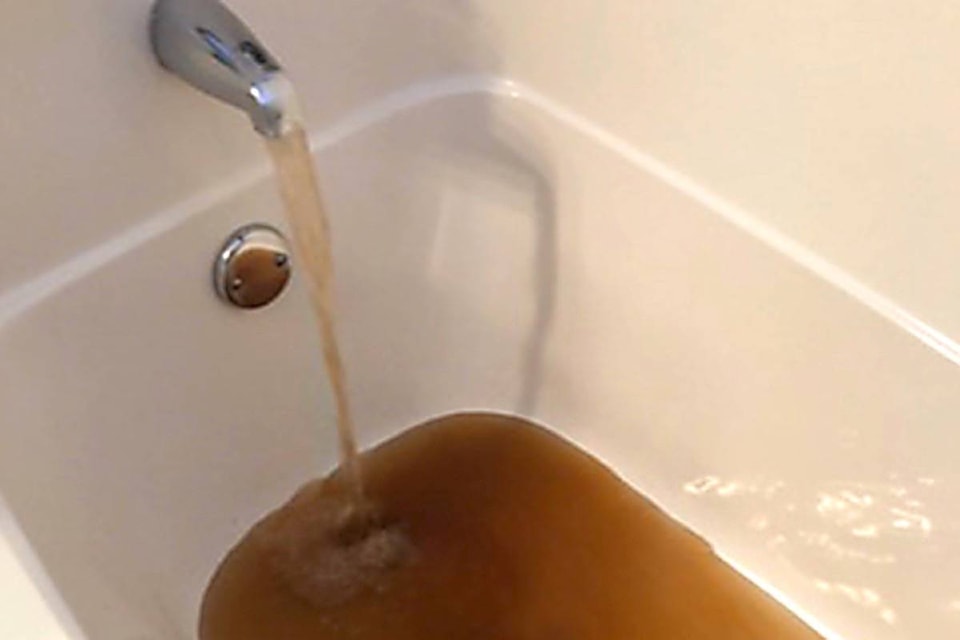 A Sandpiper resident sent a photo of the brown water coming out of their faucet. (Submitted photo)