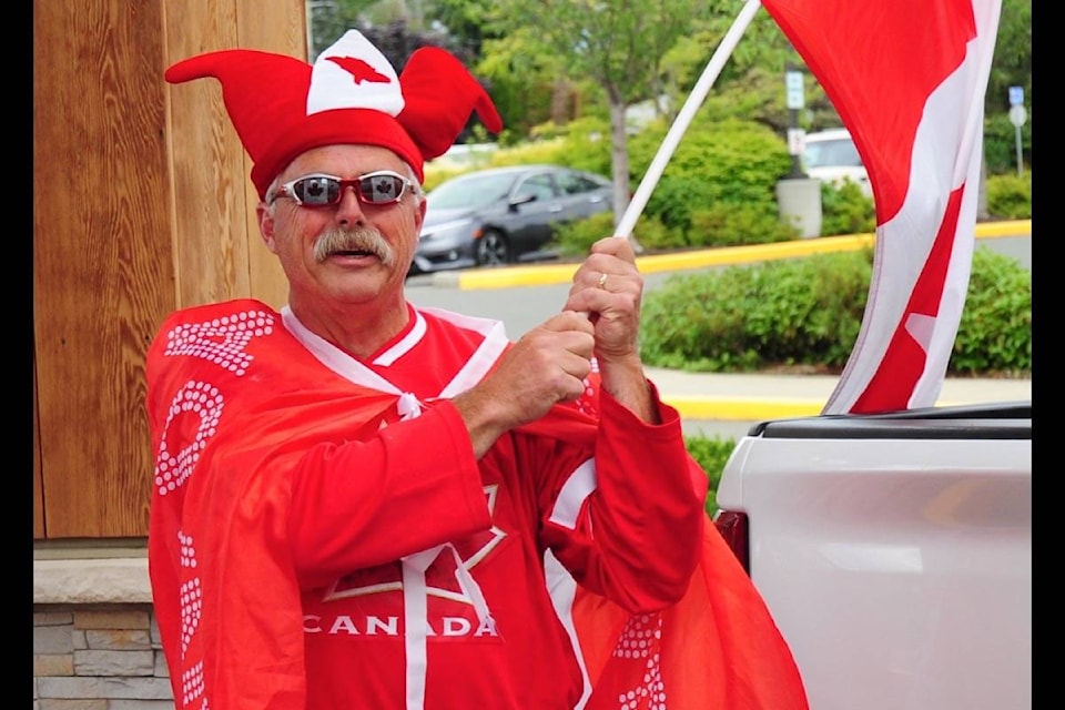 Captain Canada visits senior homes in Parksville Qualicum Beach. (Michael Briones photo)