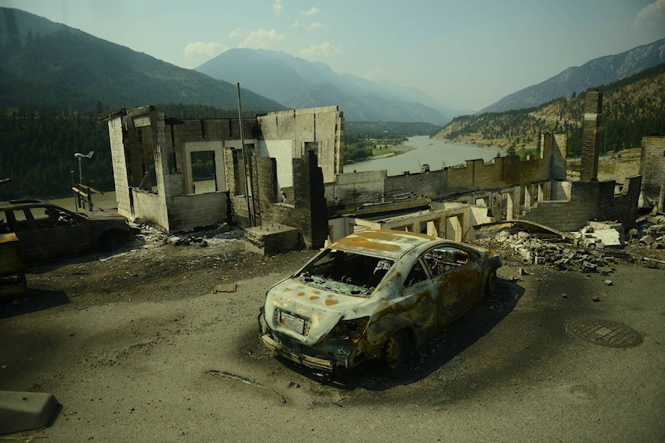 A view of Lytton, B.C. on Friday, July 9, 2021, nine days after a wildfire ripped through the village on June 30, 2021. (Jenna Hauck/ Black Press Media)