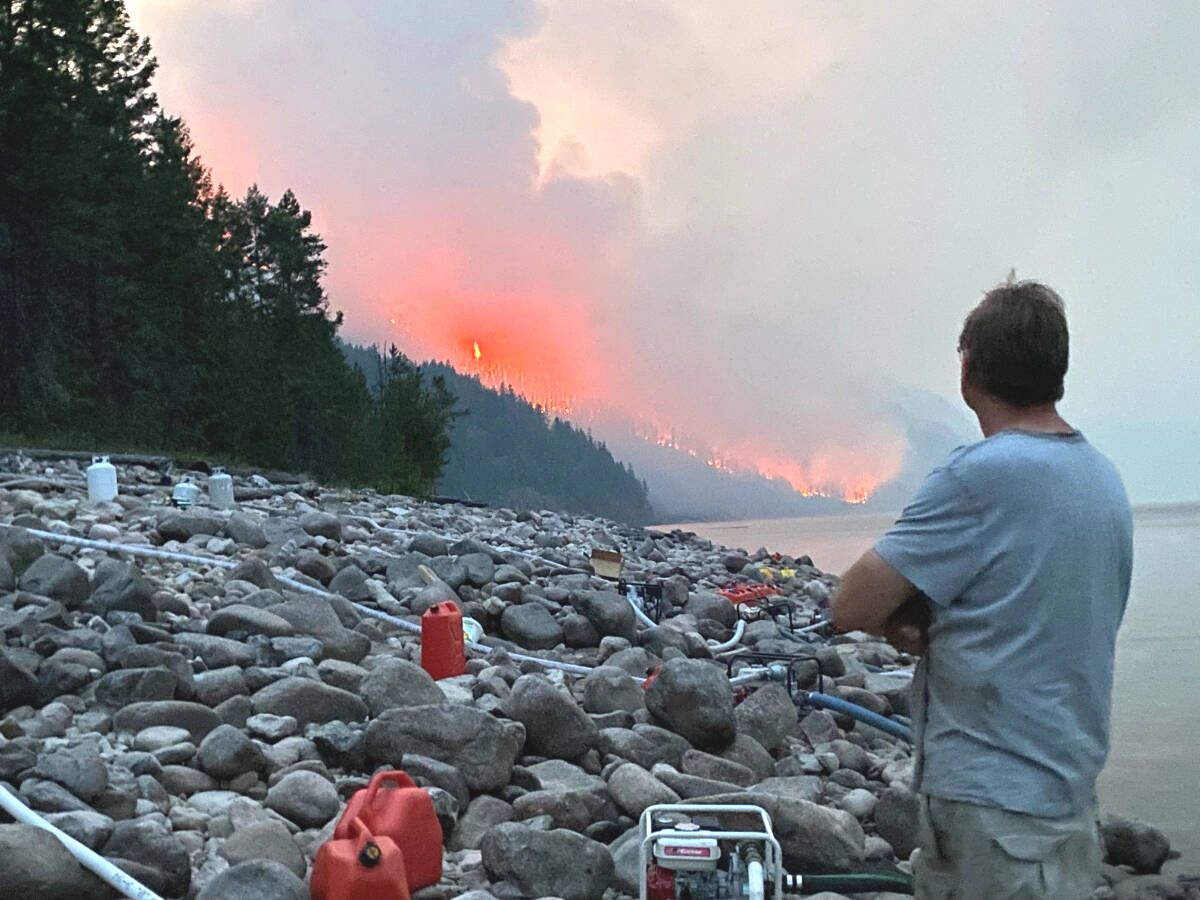Max Kutasewich watching the Michaud Creek wildfire approach his property.Submitted photo