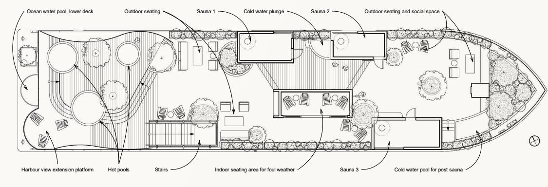 A design rendering of a proposed floating sauna in Victorias Inner Harbour. (Courtesy Havn Experiences Ltd.)