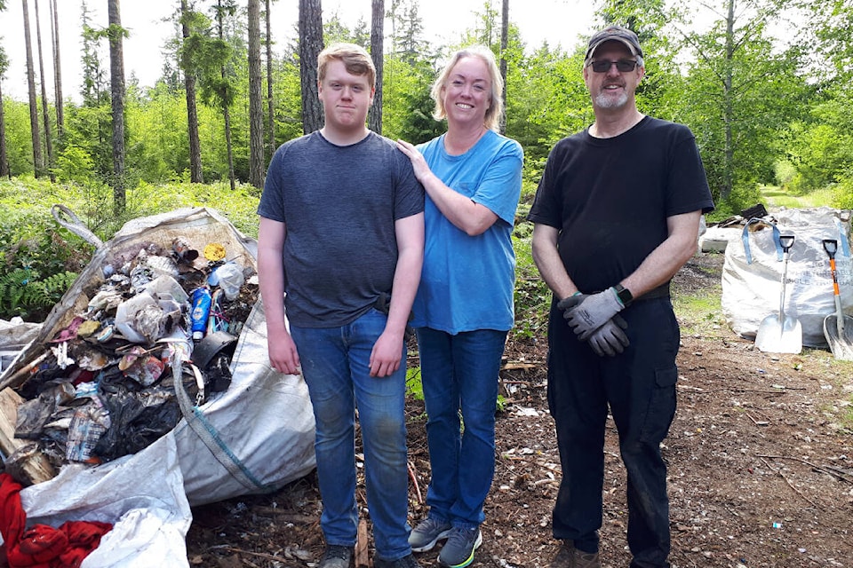 Benjamin Klein-Beekman, Grade 10 student at Ballenas Secondary School, organized efforts to clean up an area near Claymore Road. (Submitted photo)