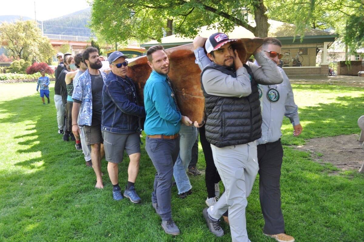 A massive canoe was hauled into the park for Fridays events. Photo: Tyler Harper